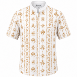 Ibiza Style Men's Shirt – White & Sand