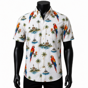 Chemise Tropicale Homme – Perroquets Multicolores | Zakarya